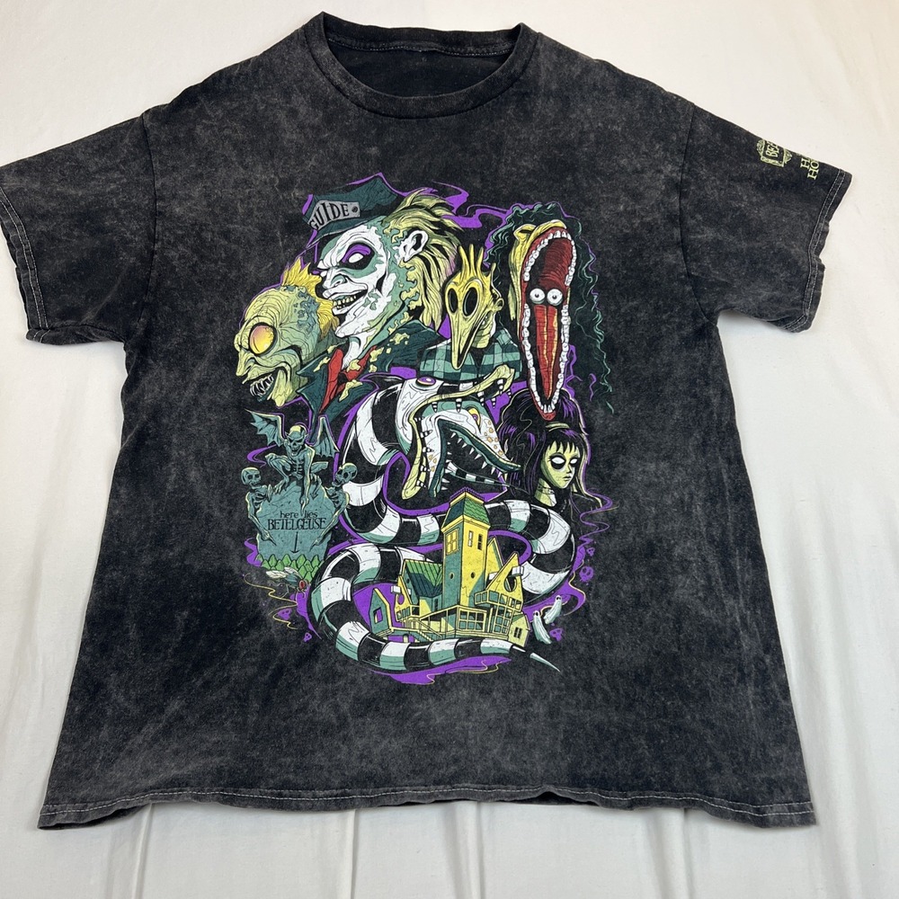 Universal Studios Halloween Horror Nights Beetlejuice Shirt Mineral Wash Black L